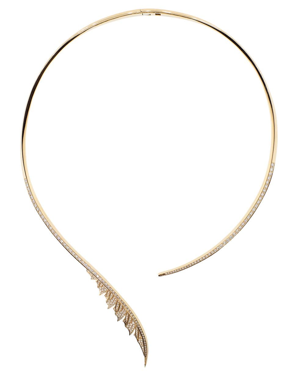 STEPHEN WEBSTER-Magnipheasant Torque Diamond Feather Necklace-ROSE GOLD