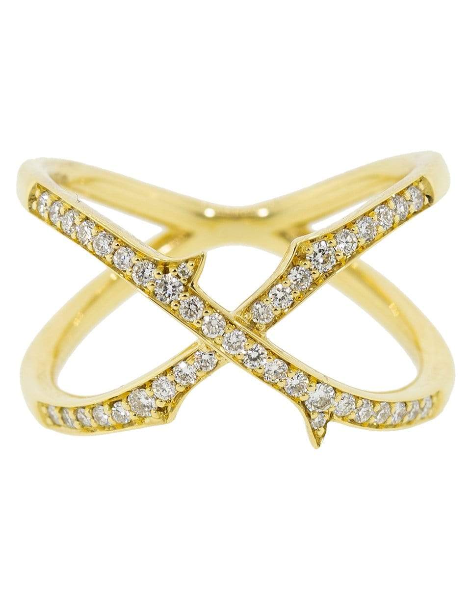 STEPHEN WEBSTER-Thorn Stem Mini Crossover Ring-YELLOW GOLD