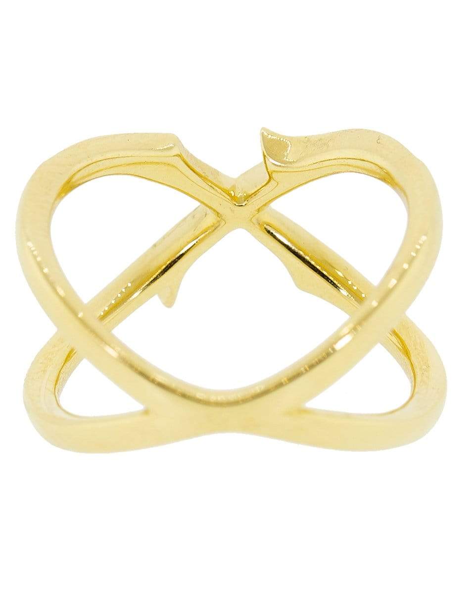 STEPHEN WEBSTER-Thorn Stem Mini Crossover Ring-YELLOW GOLD