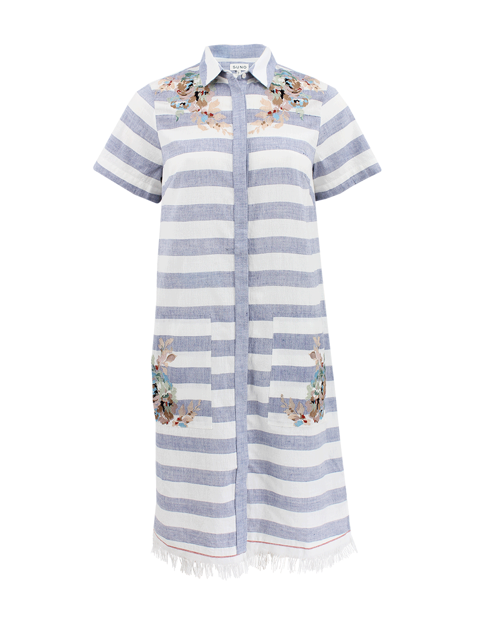 Short Sleeve Stripe Button Down Dress CLOTHINGDRESSCASUAL SUNO   