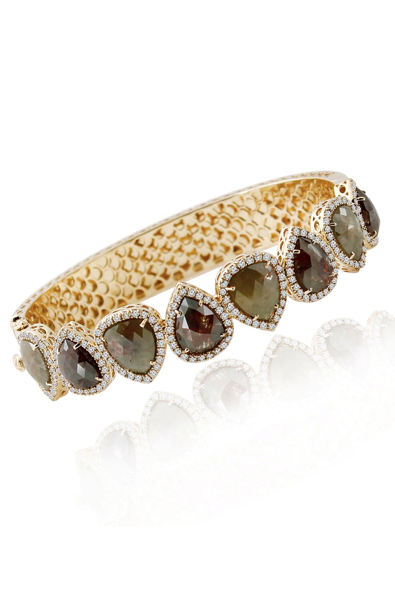 SUTRA-Alternating Rough Cut Diamond Bracelet-WHITE GOLD