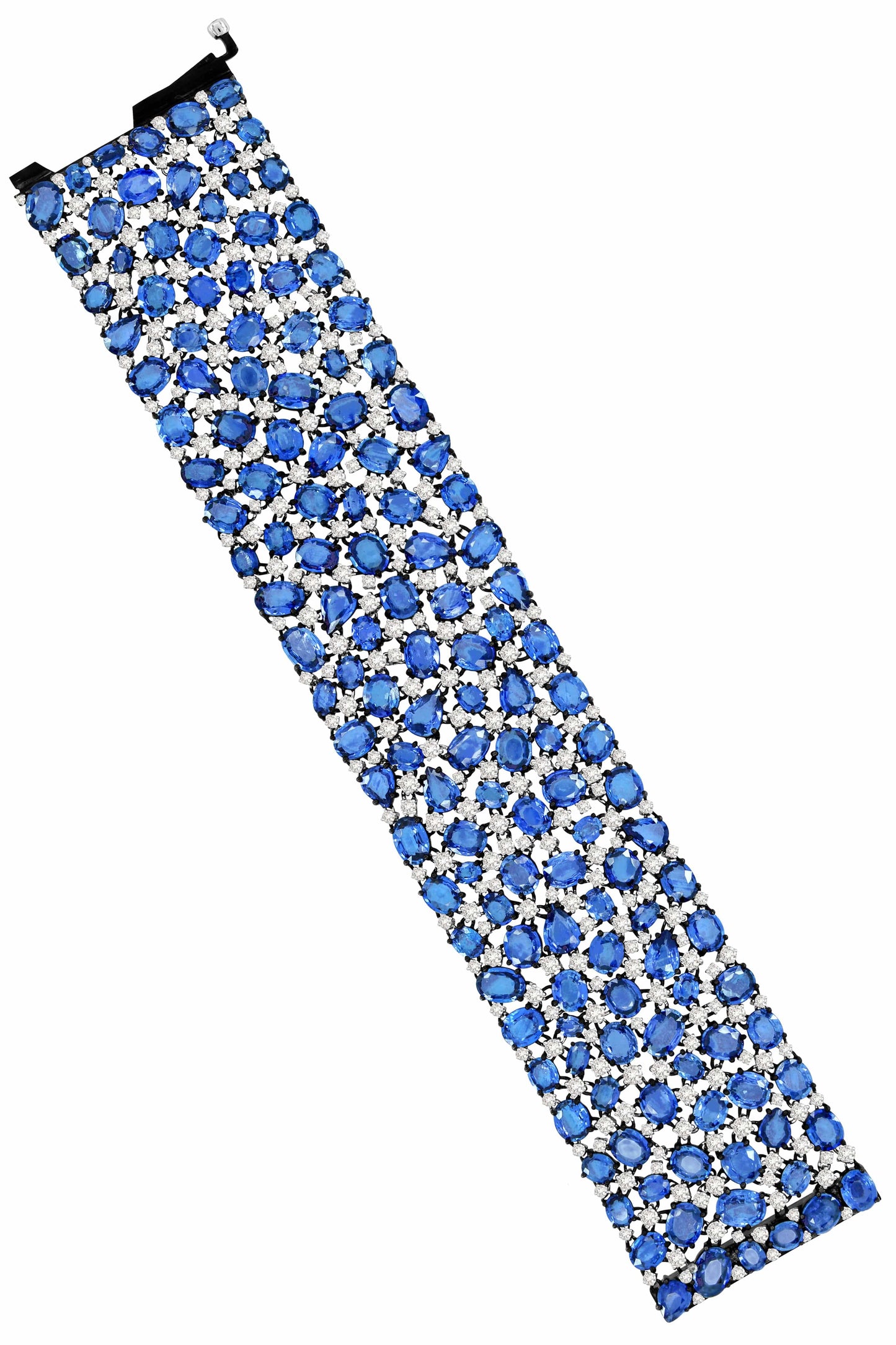 SUTRA-Blue Sapphire and Diamond Bracelet-WHITE GOLD