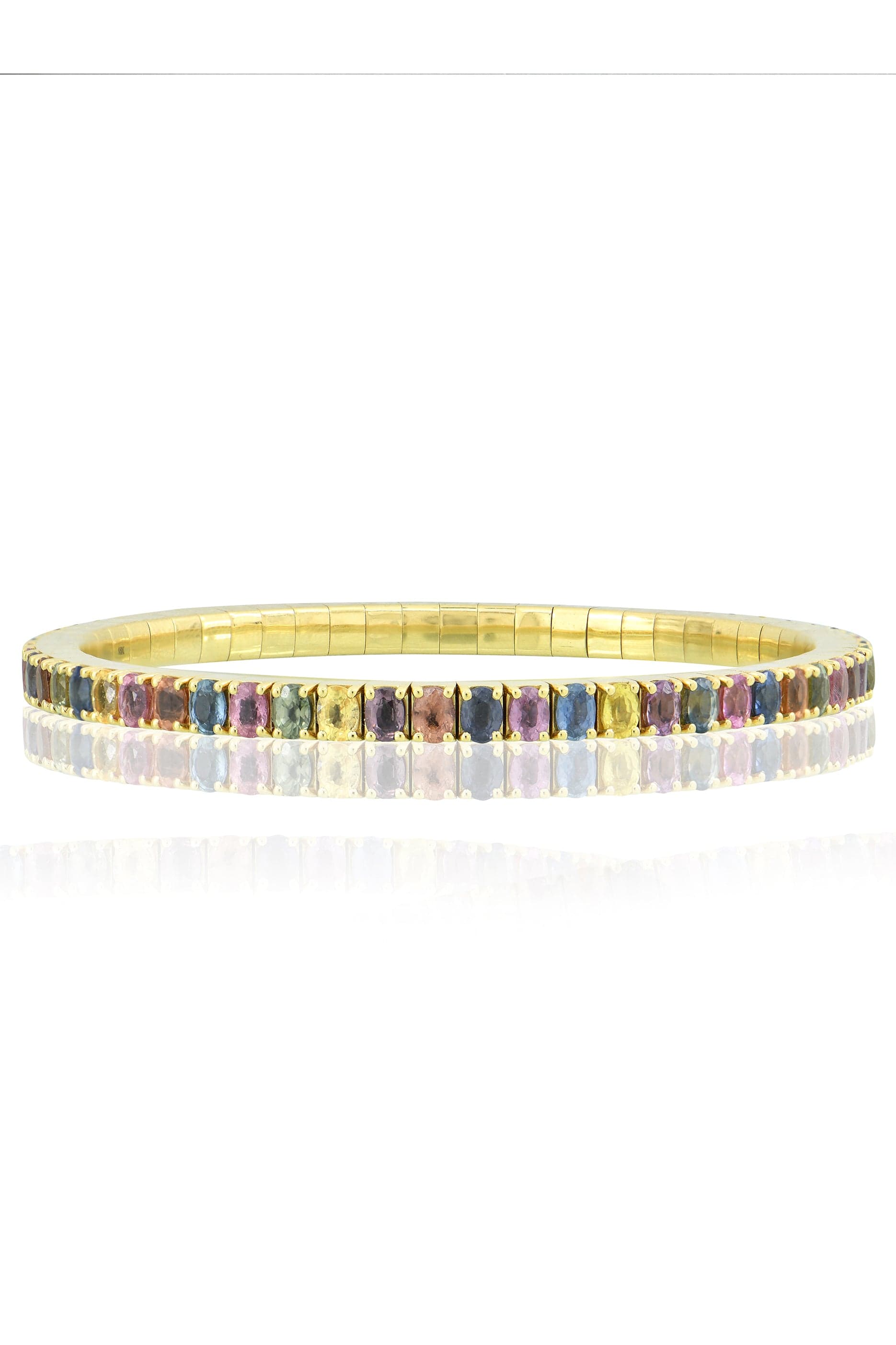 SUTRA-Multi Sapphire Stretch Bracelet-YELLOW GOLD