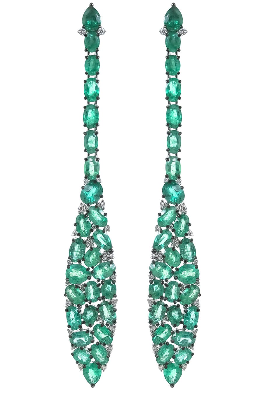 SUTRA-Mosaic Emerald Earrings-BLKGOLD