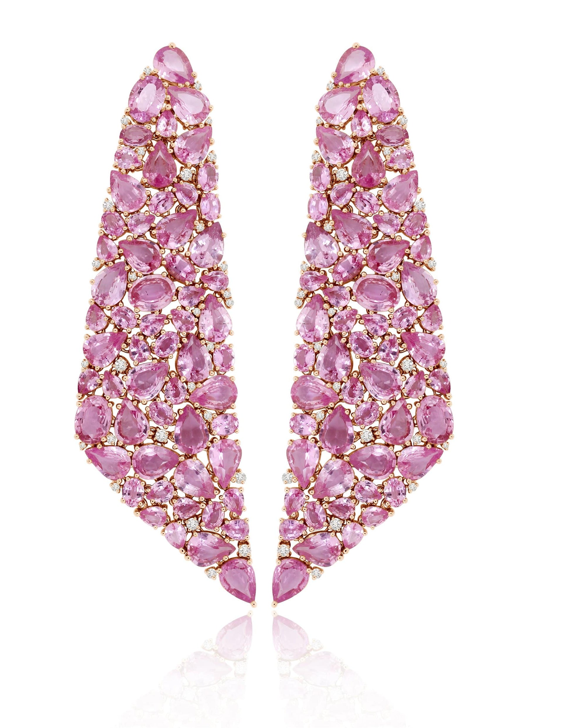 SUTRA-Pink Sapphire Drape Earrings-ROSE GOLD