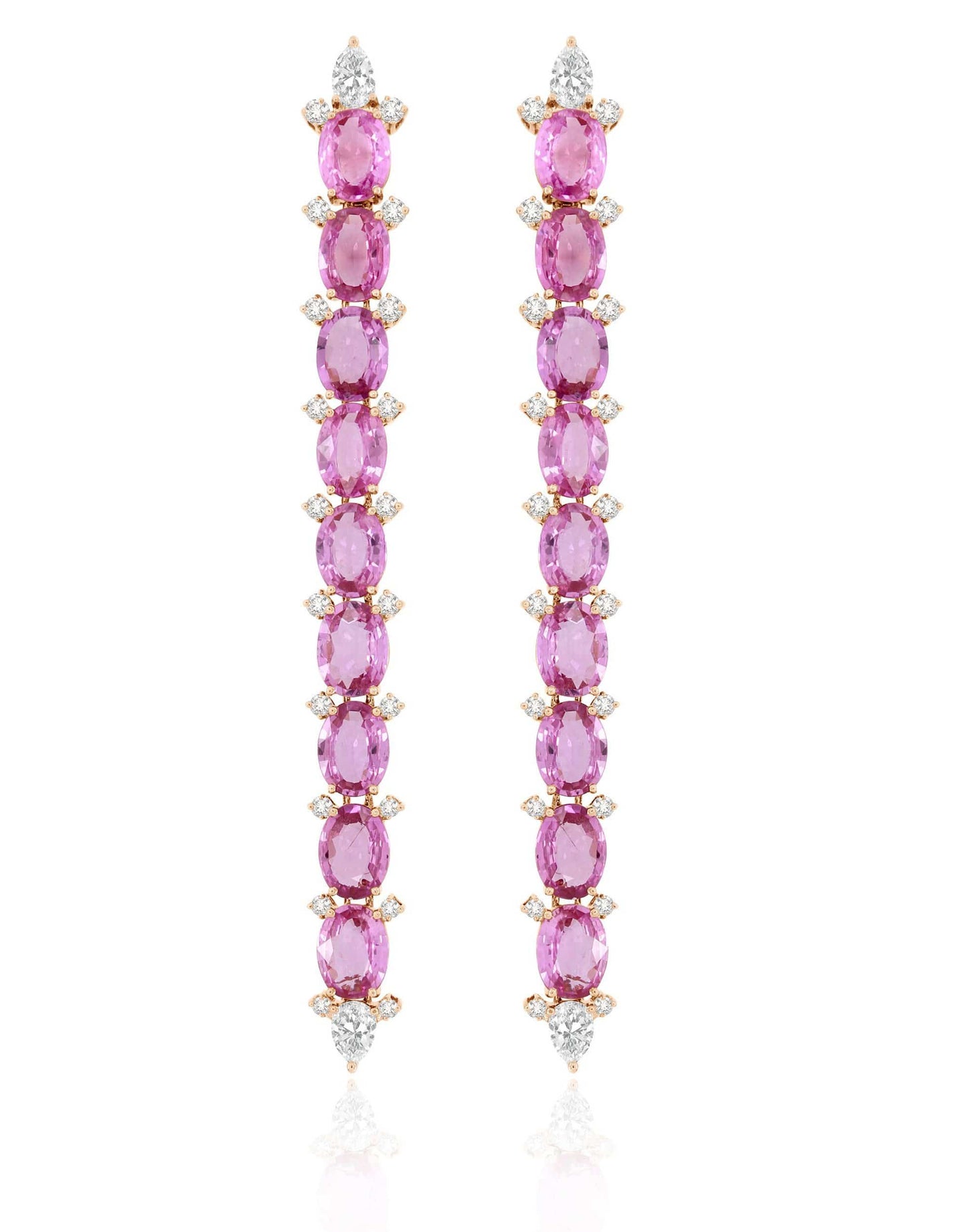 SUTRA-Pink Sapphire Long Earrings-ROSE GOLD