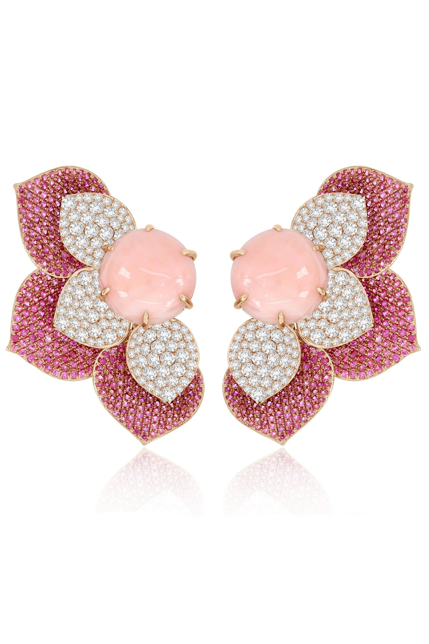 SUTRA-Vintage Angel Skin Coral and Pink Sapphire Kashmir Earrings-ROSE GOLD