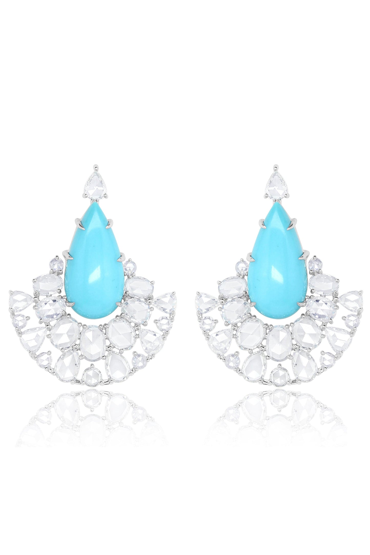 SUTRA-Turquoise and Diamond Earrings-WHITE GOLD
