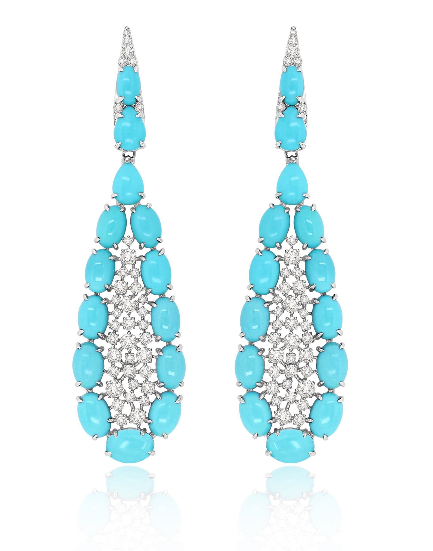 SUTRA-Turquoise & Diamond Earrings-WHITE GOLD