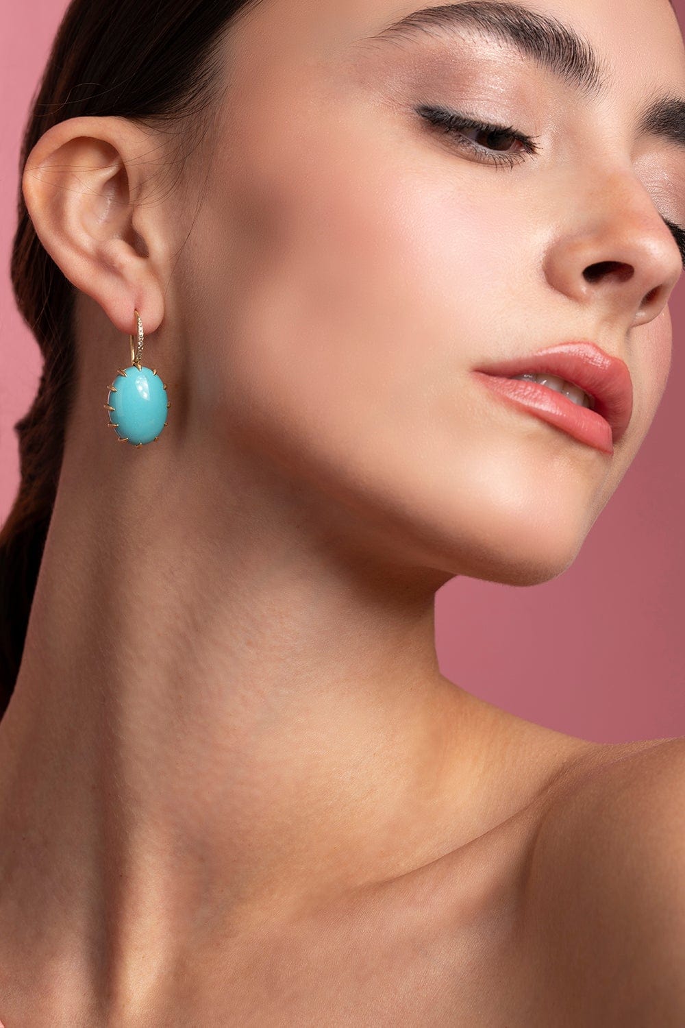 SUTRA-Turquoise Resort Earrings-YELLOW GOLD