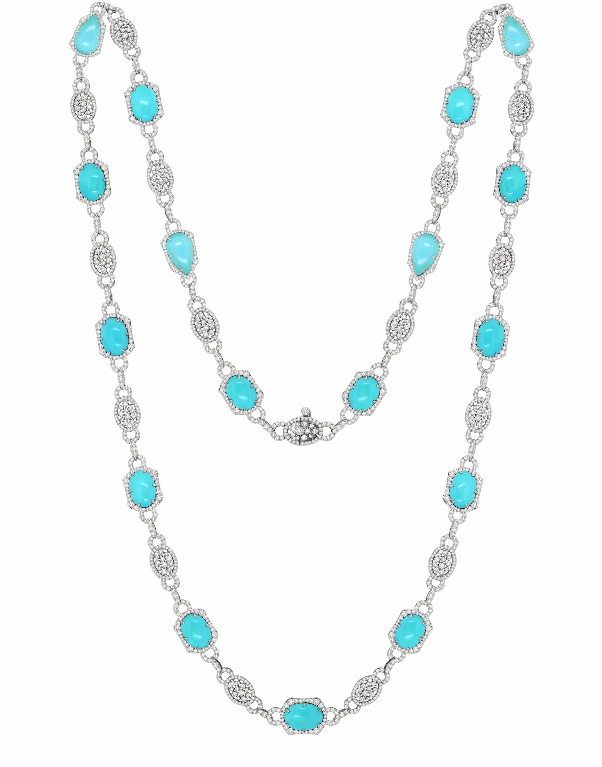 SUTRA-Turquoise & Diamond Necklace-WHITE GOLD