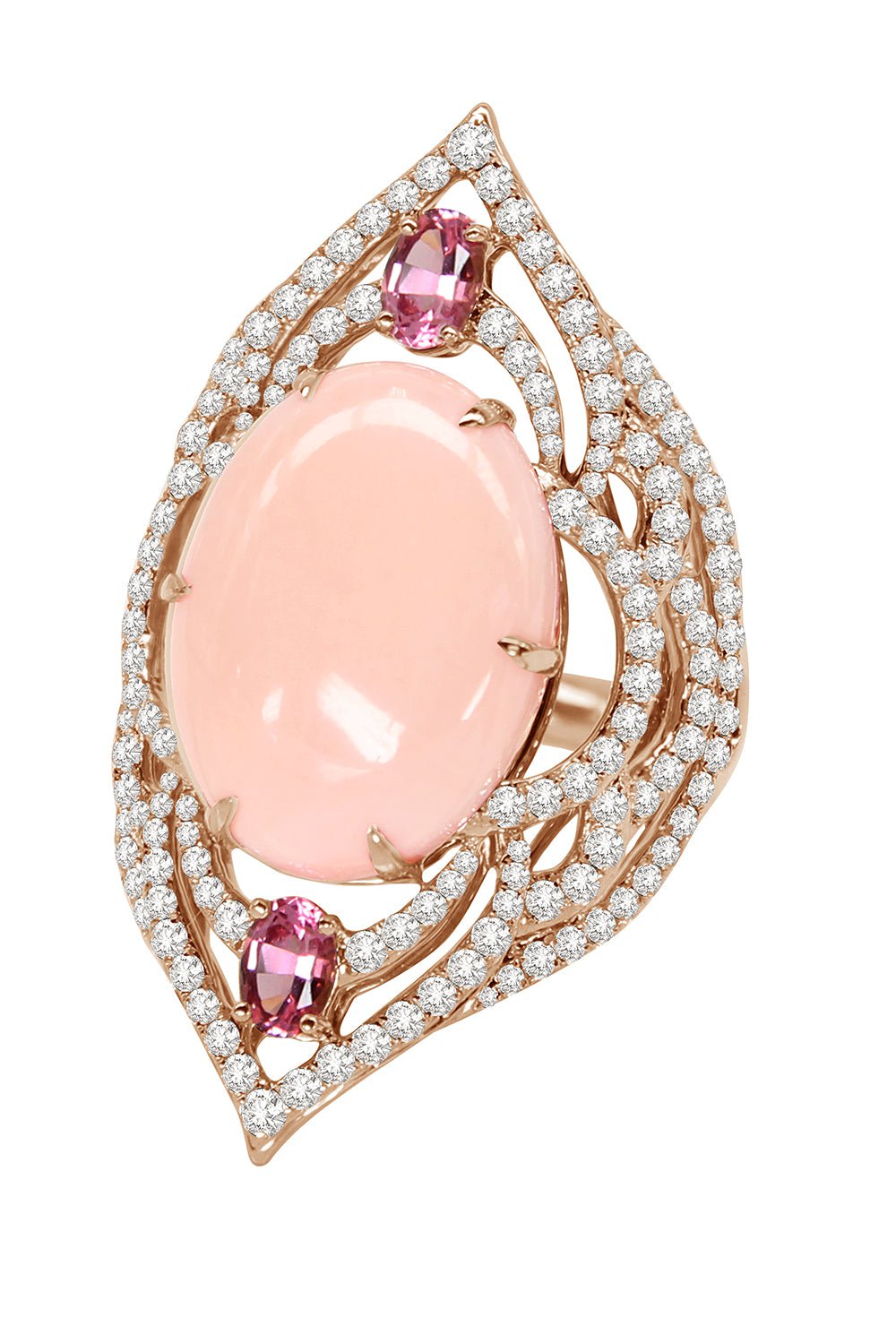 SUTRA-Pink Sapphire Coral Ring-ROSE GOLD