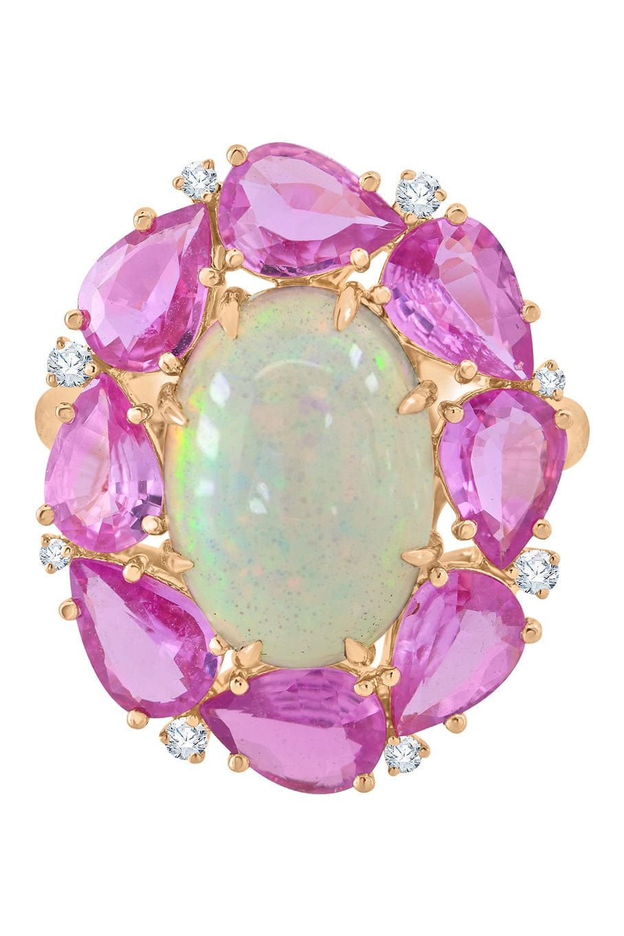 SUTRA-White Opal Pink Sapphire Ring-ROSE GOLD