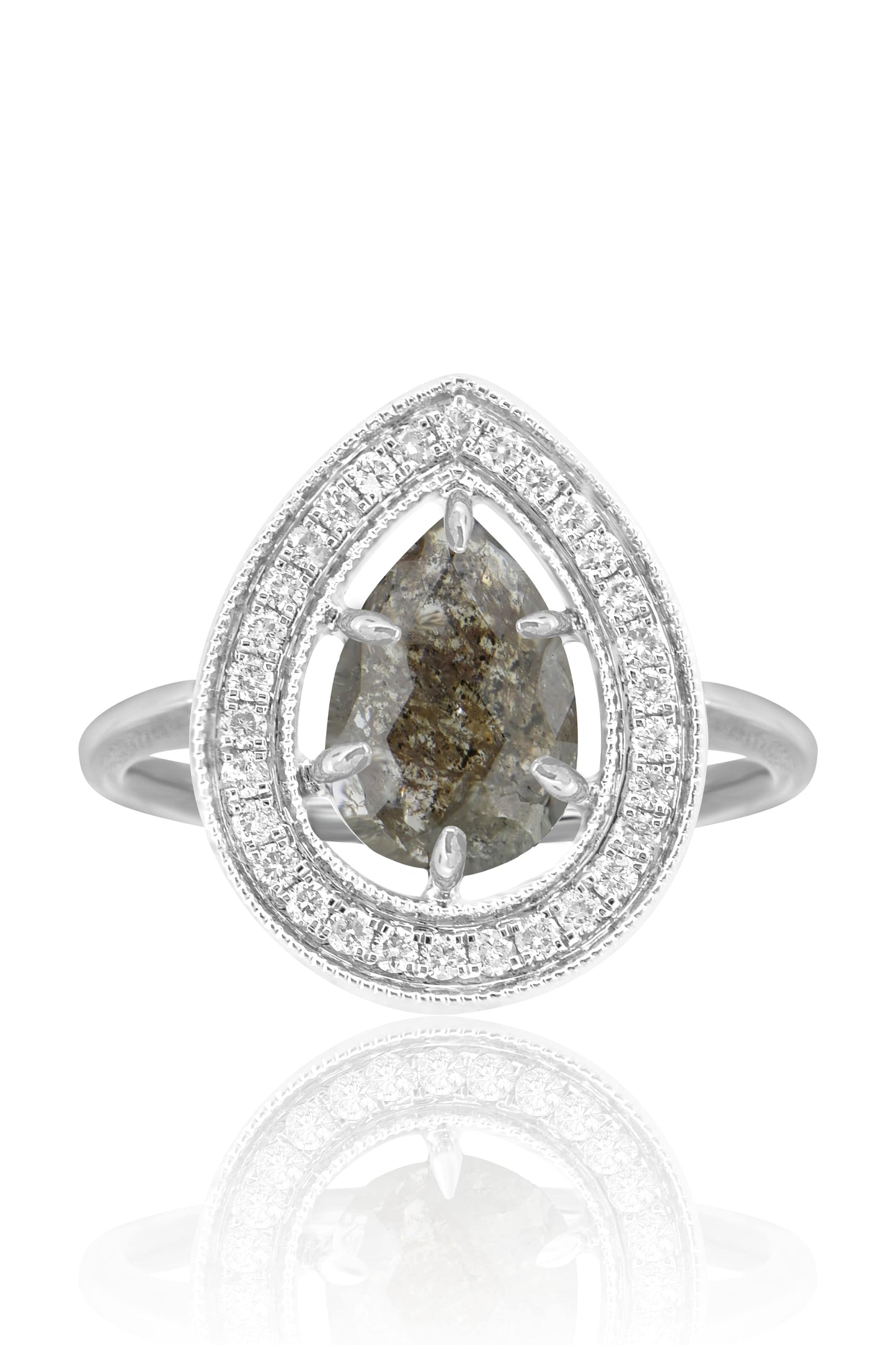 Rough Cut Pear Diamond Ring JEWELRYFINE JEWELRING SUTRA   