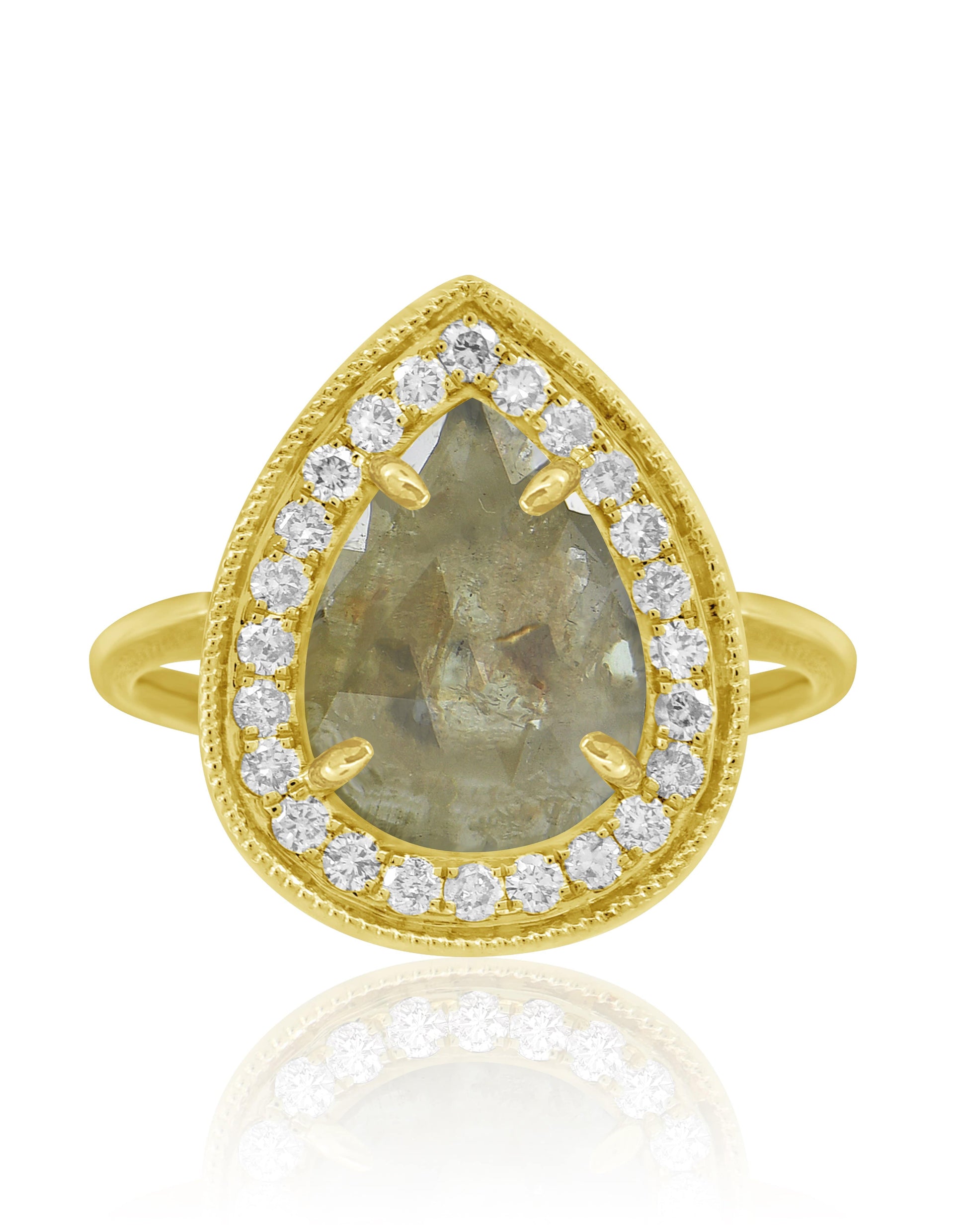 SUTRA-Rough Cut Pear Diamond Ring-YELLOW GOLD