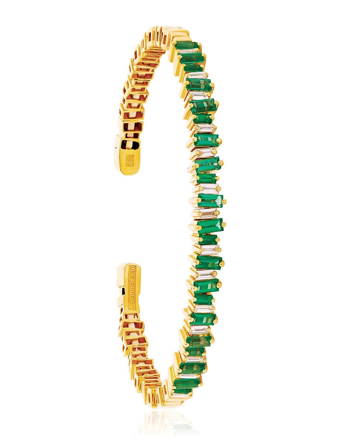 SUZANNE KALAN-Emerald Baguette Bracelet-YELLOW GOLD