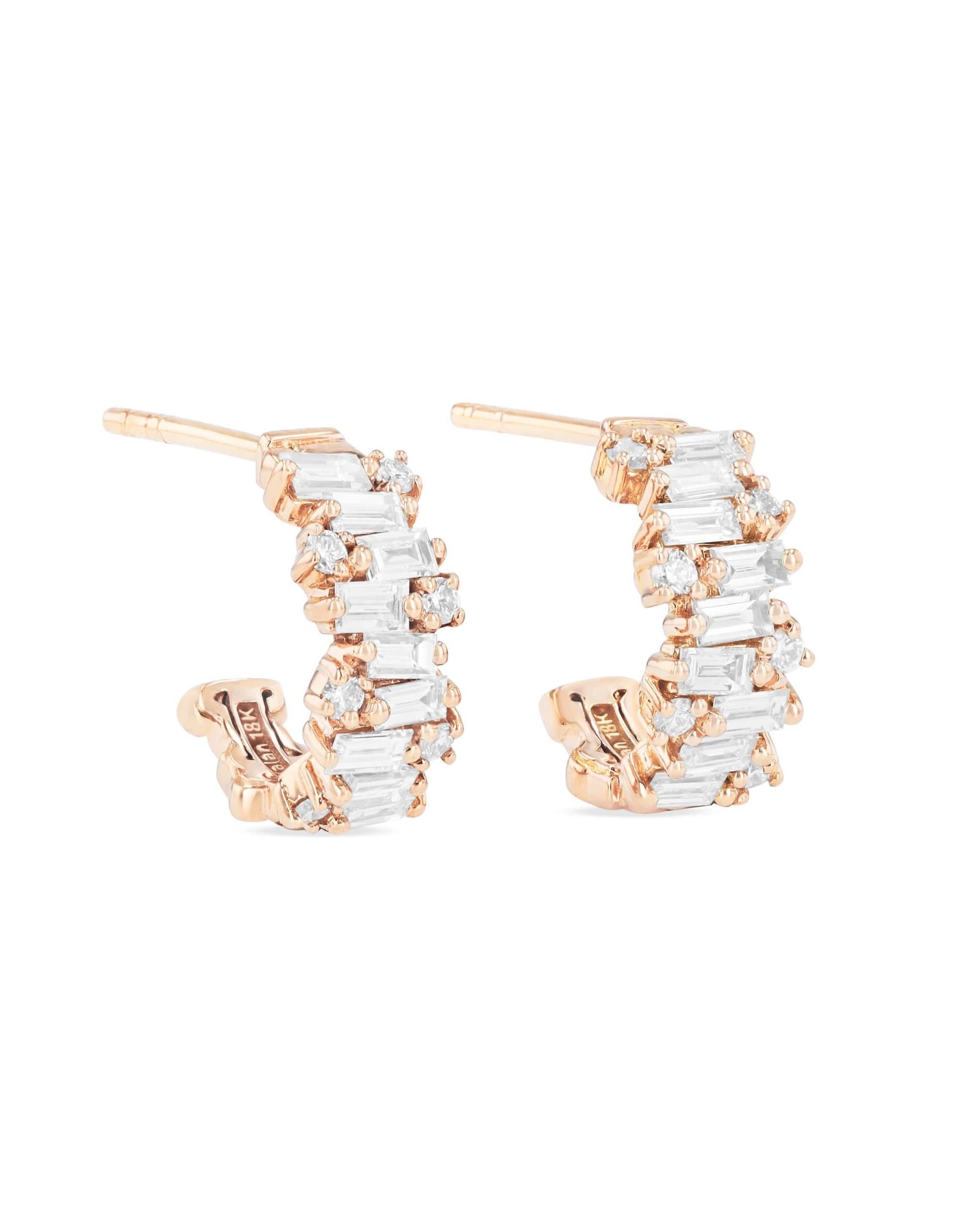 SUZANNE KALAN-Fireworks Diamond Hoop Earrings-ROSE GOLD