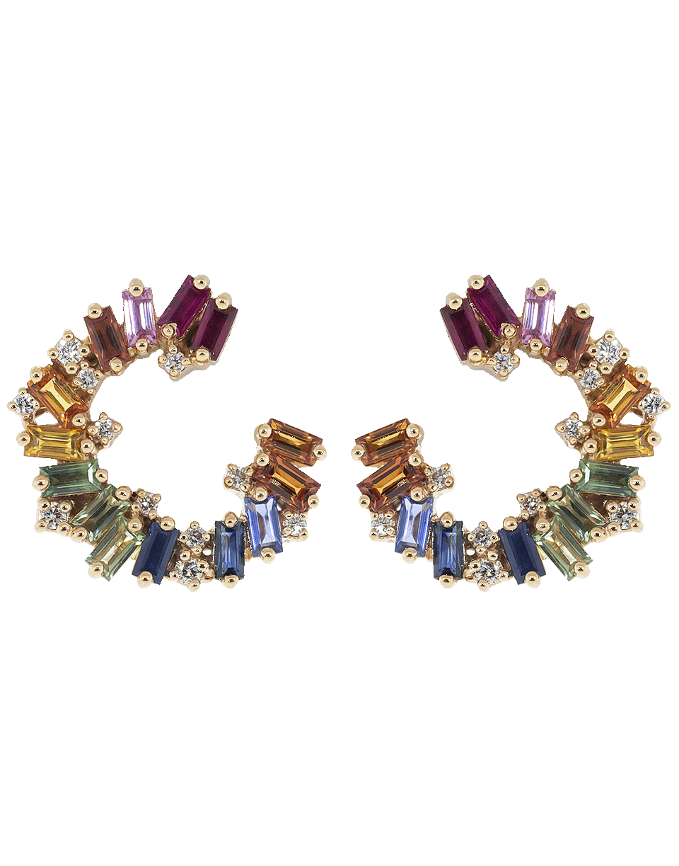SUZANNE KALAN-Rainbow Sapphire Spiral Earrings-ROSE GOLD
