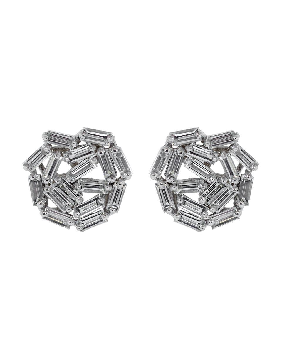 SUZANNE KALAN-Fireworks Baguette Diamond Spiral Earring-WHITE GOLD