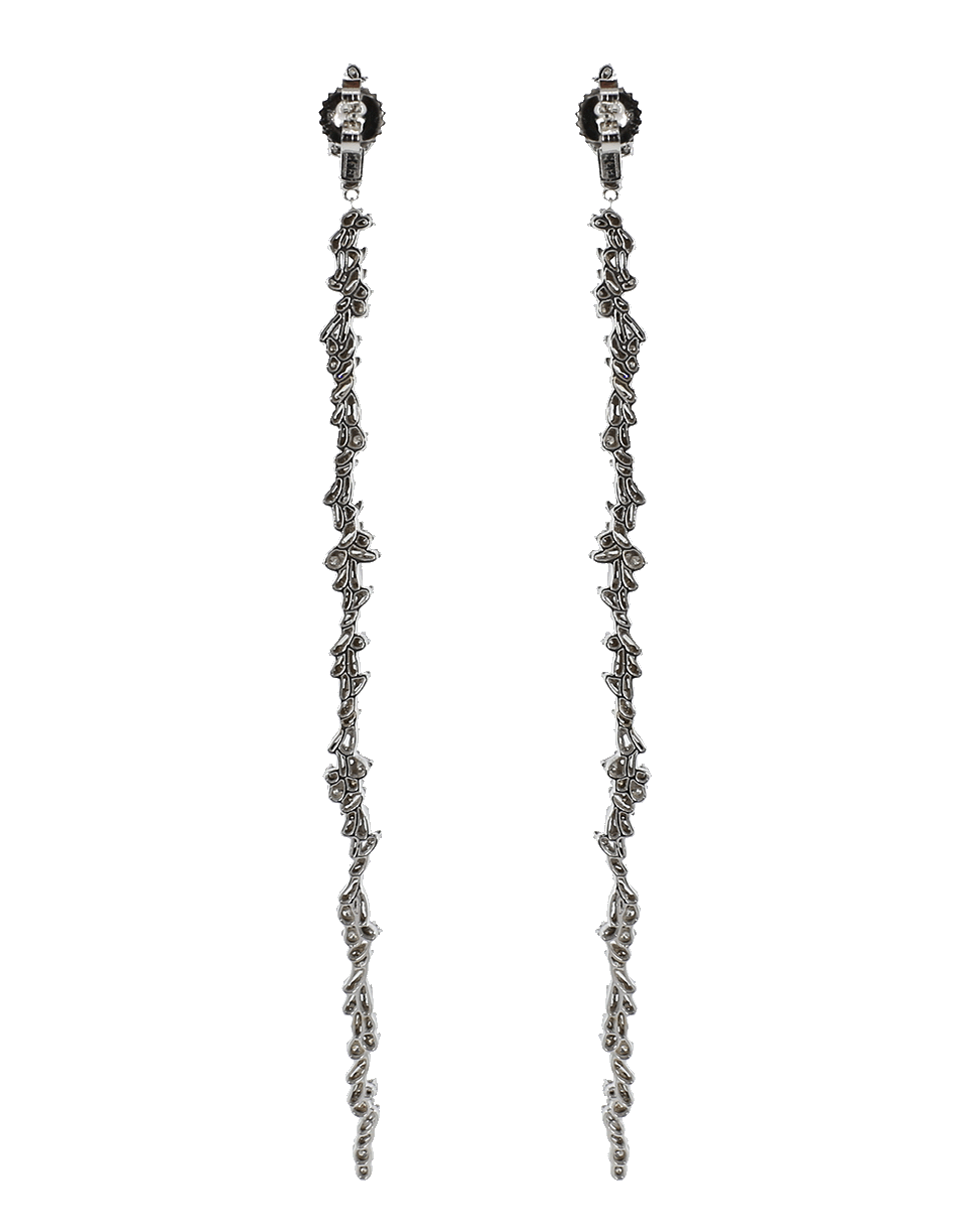 SUZANNE KALAN-Long Stick Diamond Baguette Earrings-WHITE GOLD