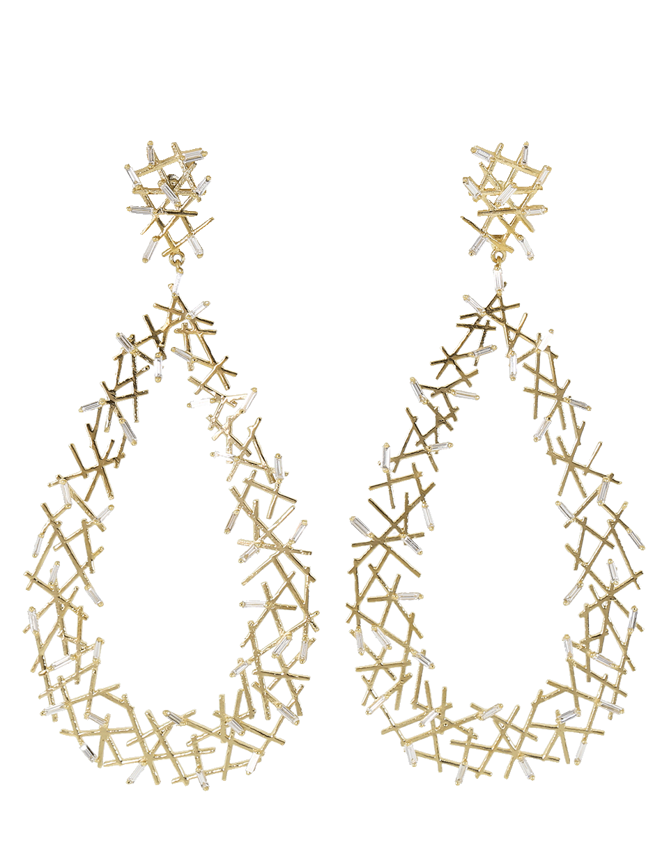 SUZANNE KALAN-Pear Shape Diamond Baguette Earrings-YELLOW GOLD