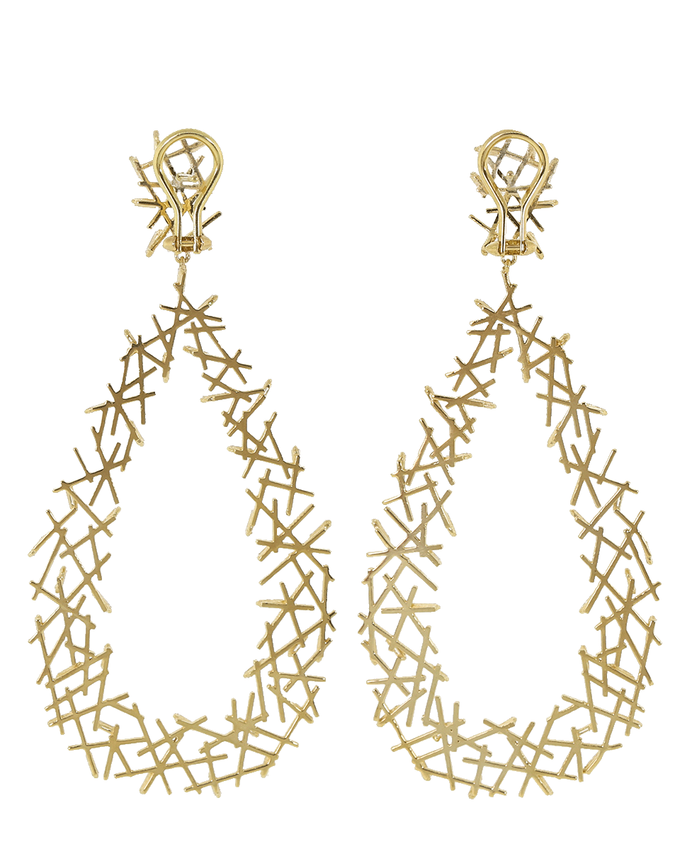 SUZANNE KALAN-Pear Shape Diamond Baguette Earrings-YELLOW GOLD