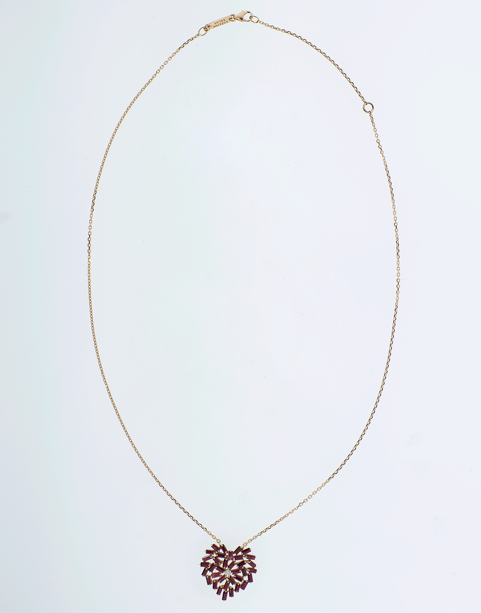 SUZANNE KALAN-Medium Ruby Heart Pendant Necklace-ROSE GOLD