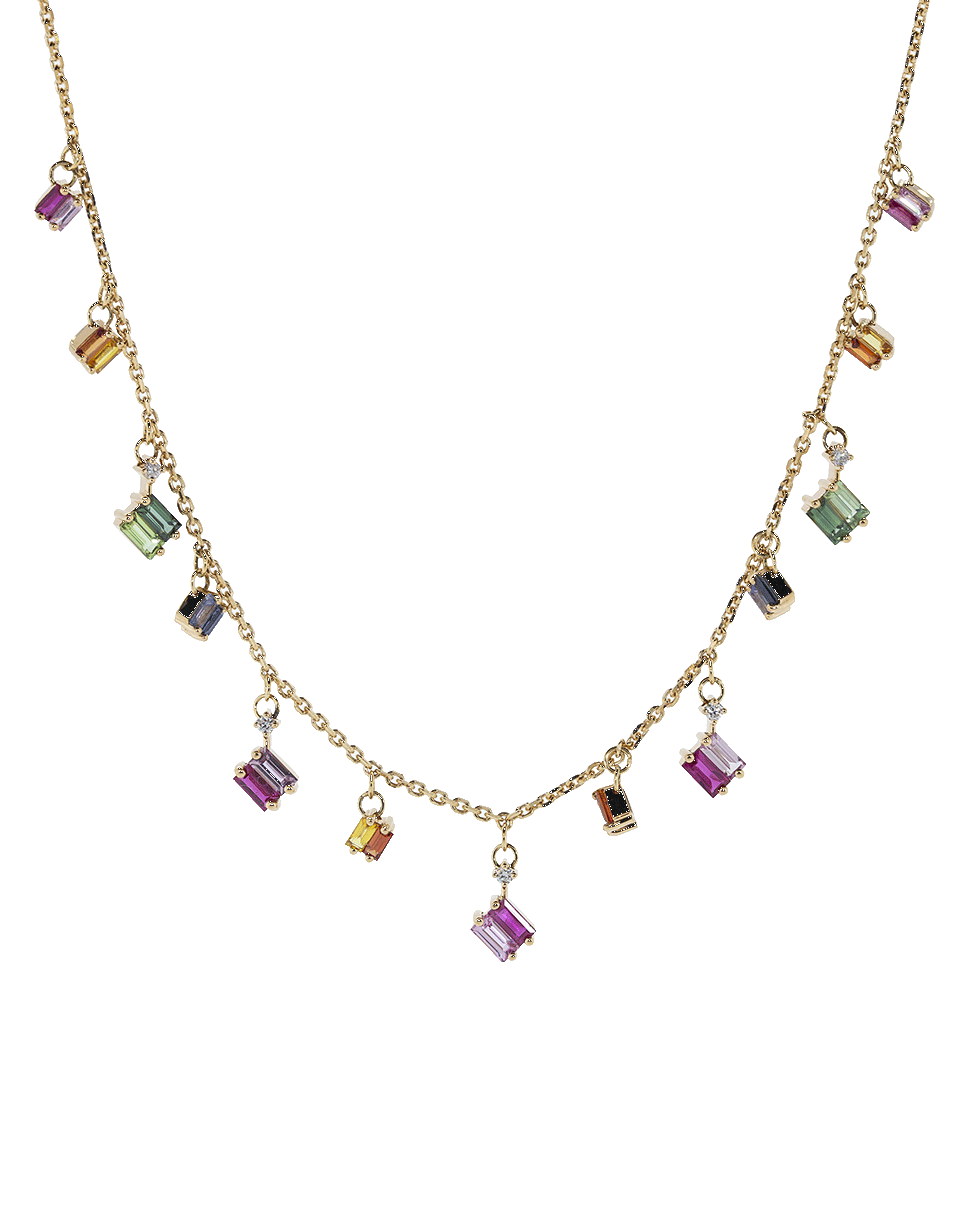 SUZANNE KALAN-Rainbow Sapphire Dangle Necklace-ROSE GOLD