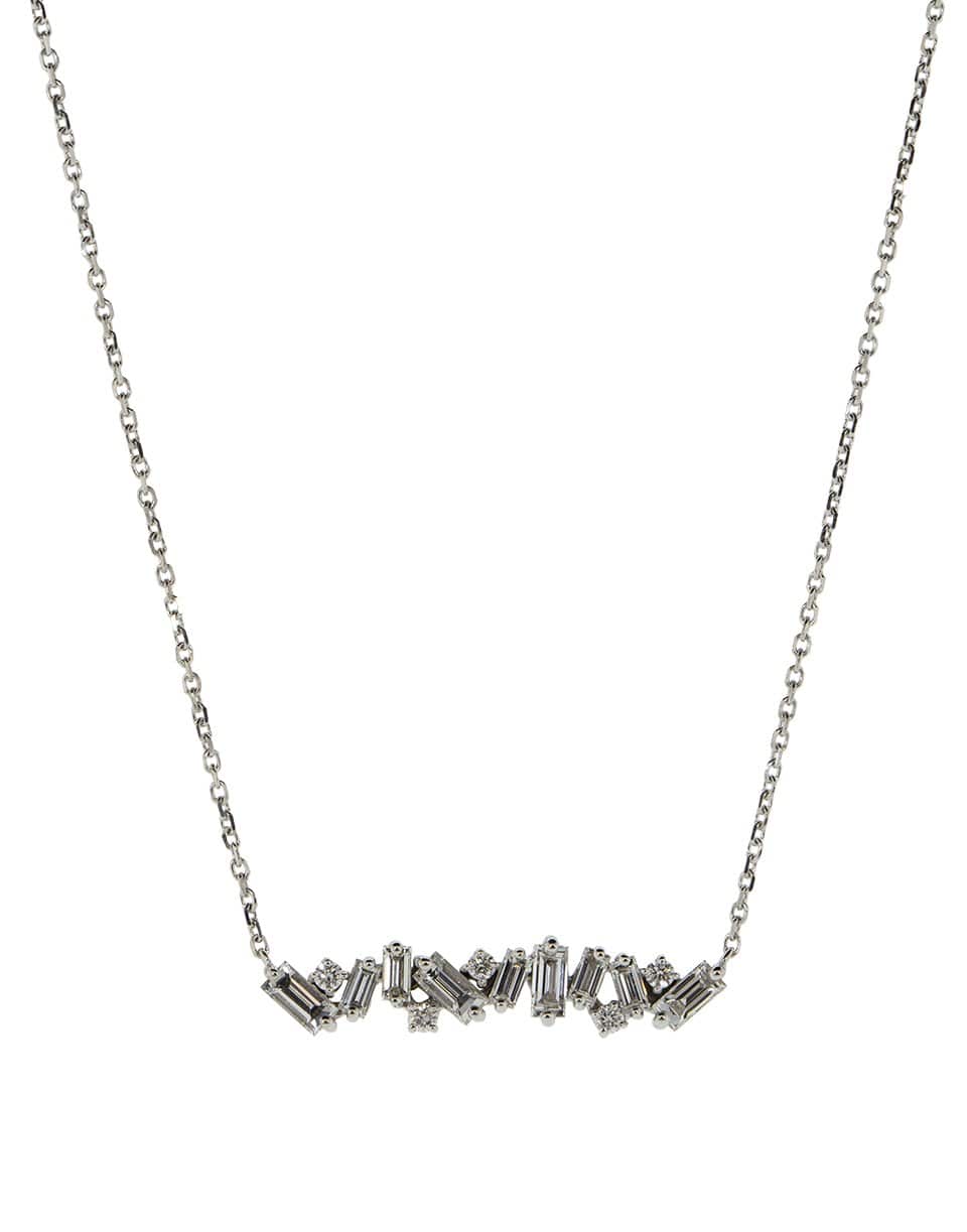 SUZANNE KALAN-Fireworks Baguette Diamond Bar Necklace-WHITE GOLD
