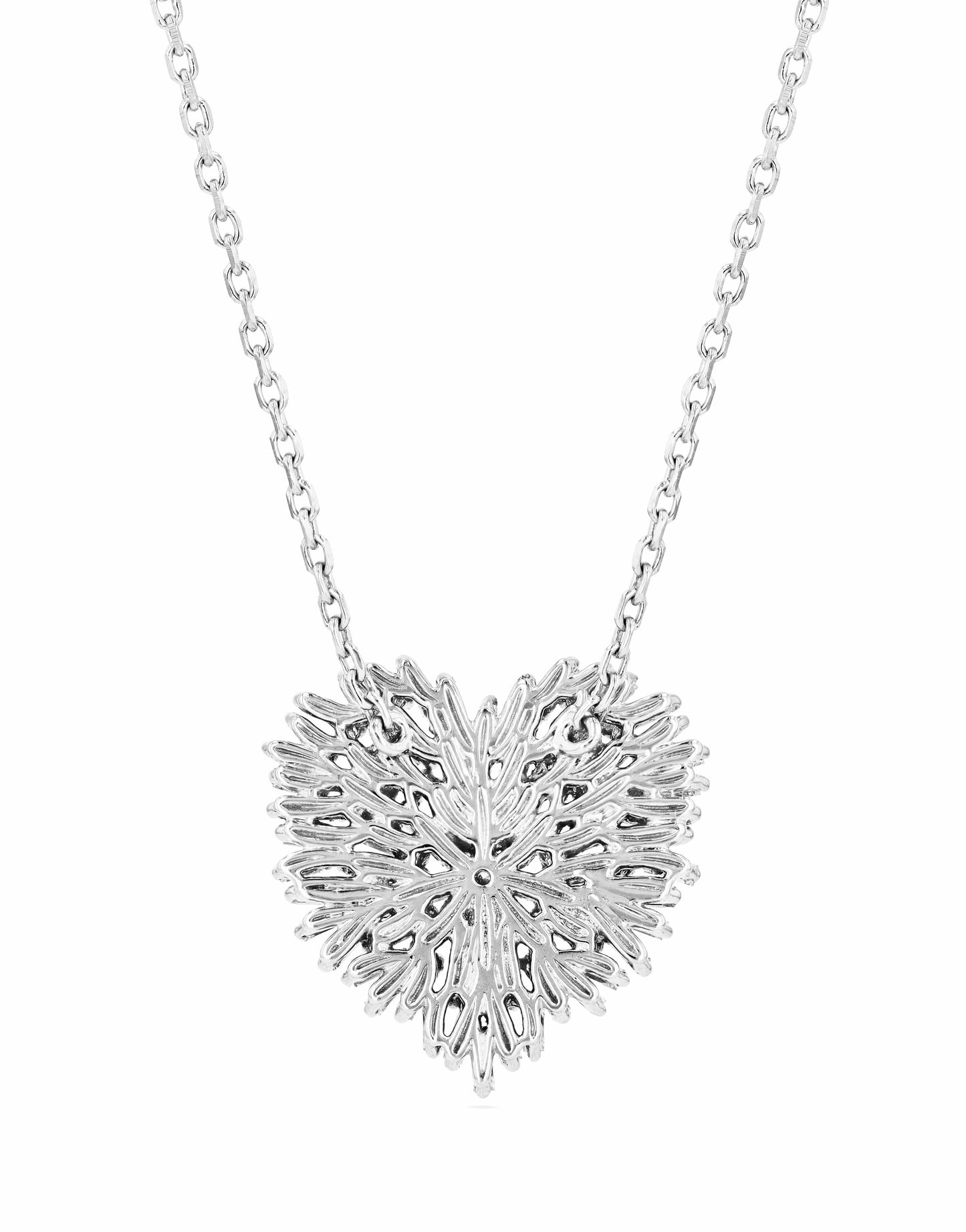 SUZANNE KALAN-Medium Diamond Baguette Heart Necklace-WHITE GOLD