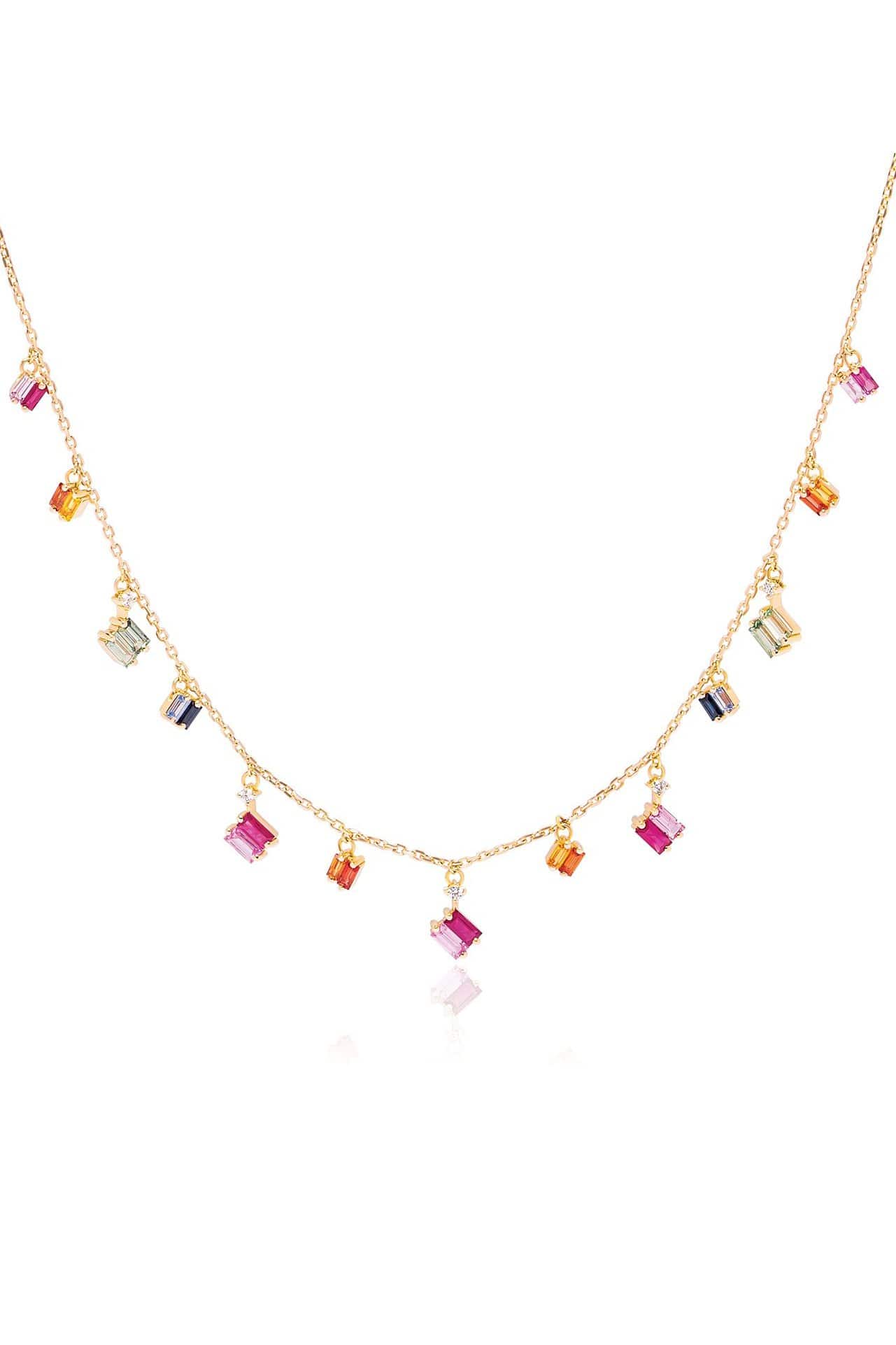 SUZANNE KALAN-Cascade Rainbow Sapphire Necklace-YELLOW GOLD