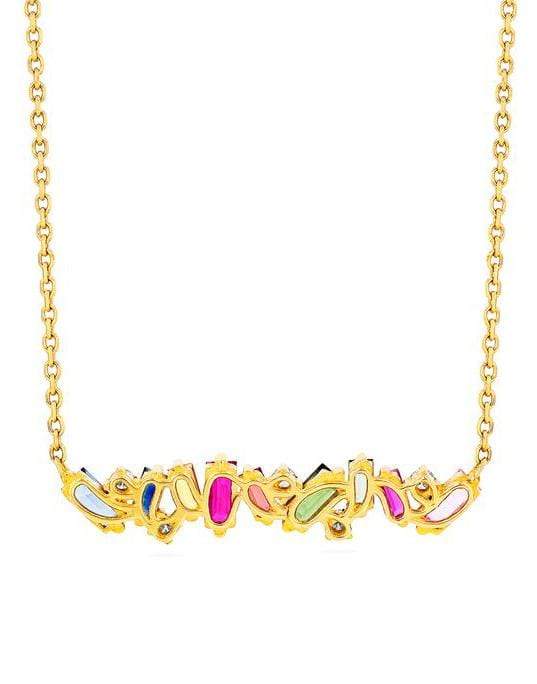 SUZANNE KALAN-Rainbow Sapphire Fireworks Bar Necklace - Yellow Gold-YELLOW GOLD