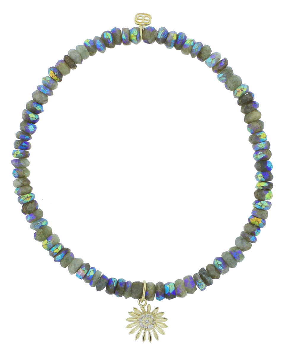 SYDNEY EVAN-Diamond Pave Sunflower Charm Bracelet-YELLOW GOLD