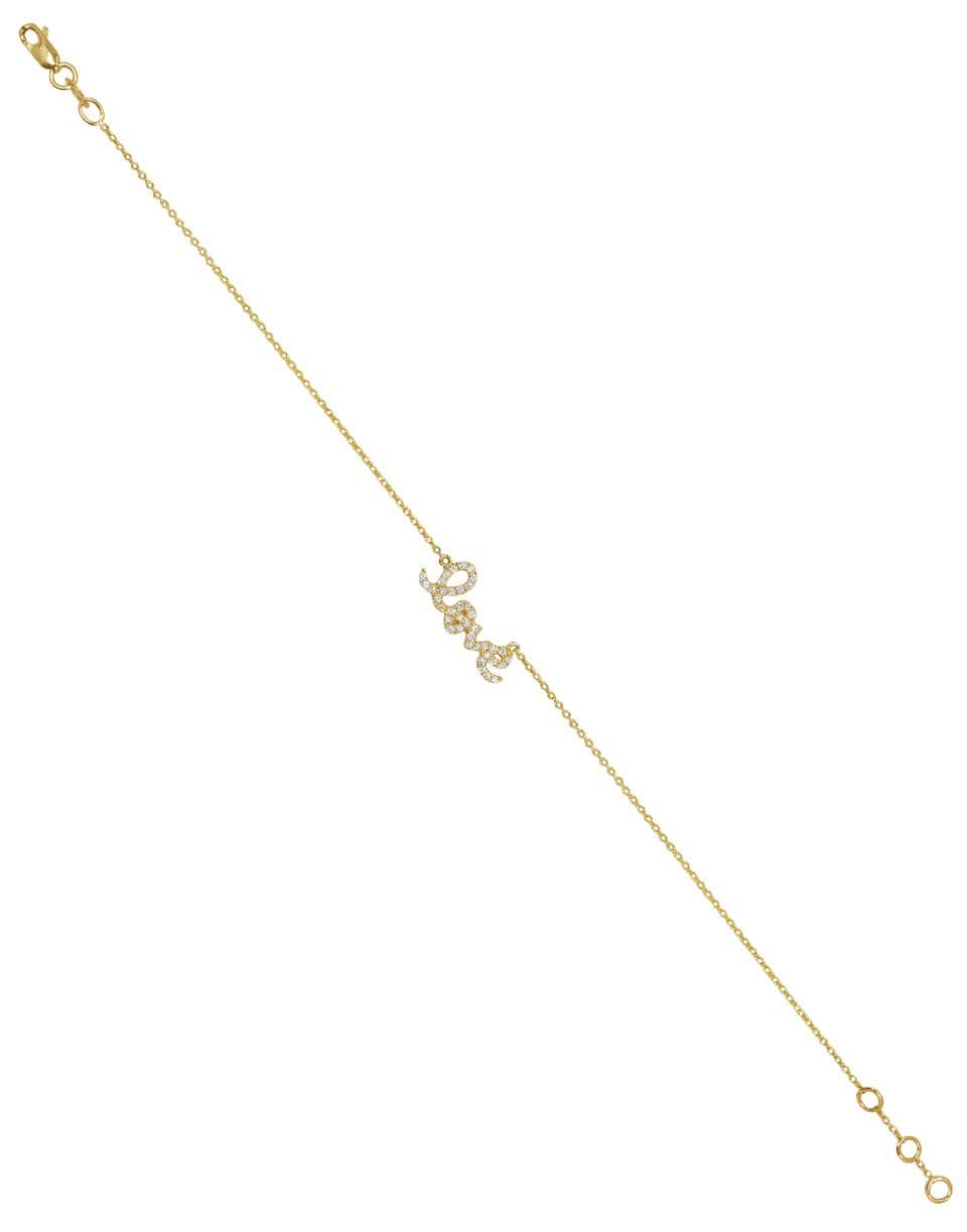 SYDNEY EVAN-Pave Love Script Bracelet-YELLOW GOLD