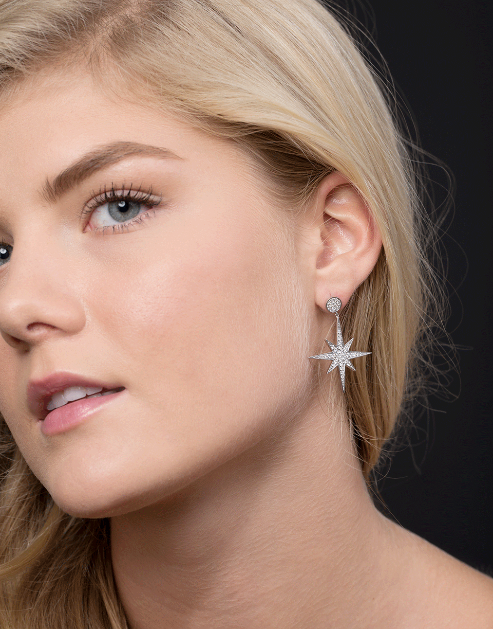 SYDNEY EVAN-Pave Diamond Starburst Earrings-WHITE GOLD