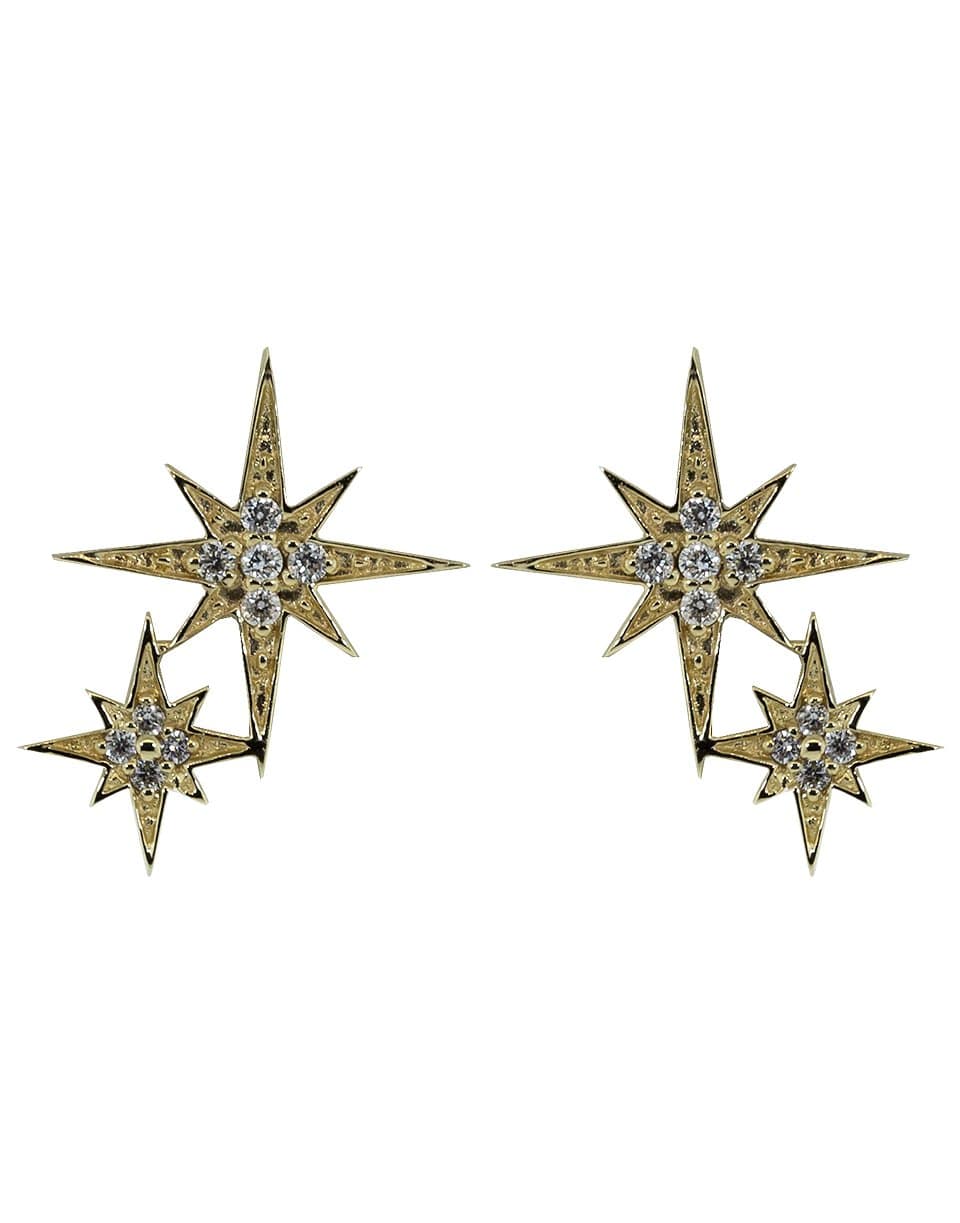 SYDNEY EVAN-Double Starburst Studs-YELLOW GOLD