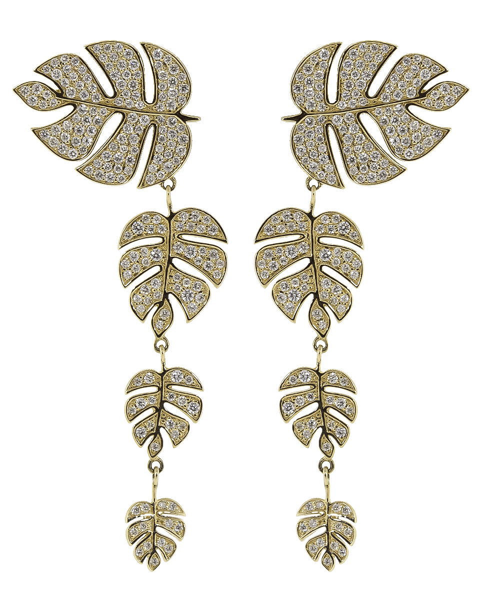 SYDNEY EVAN-Monstera Leaf Drop Earrings-YELLOW GOLD