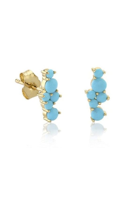 SYDNEY EVAN-Turquoise Cocktail Bar Studs-YELLOW GOLD