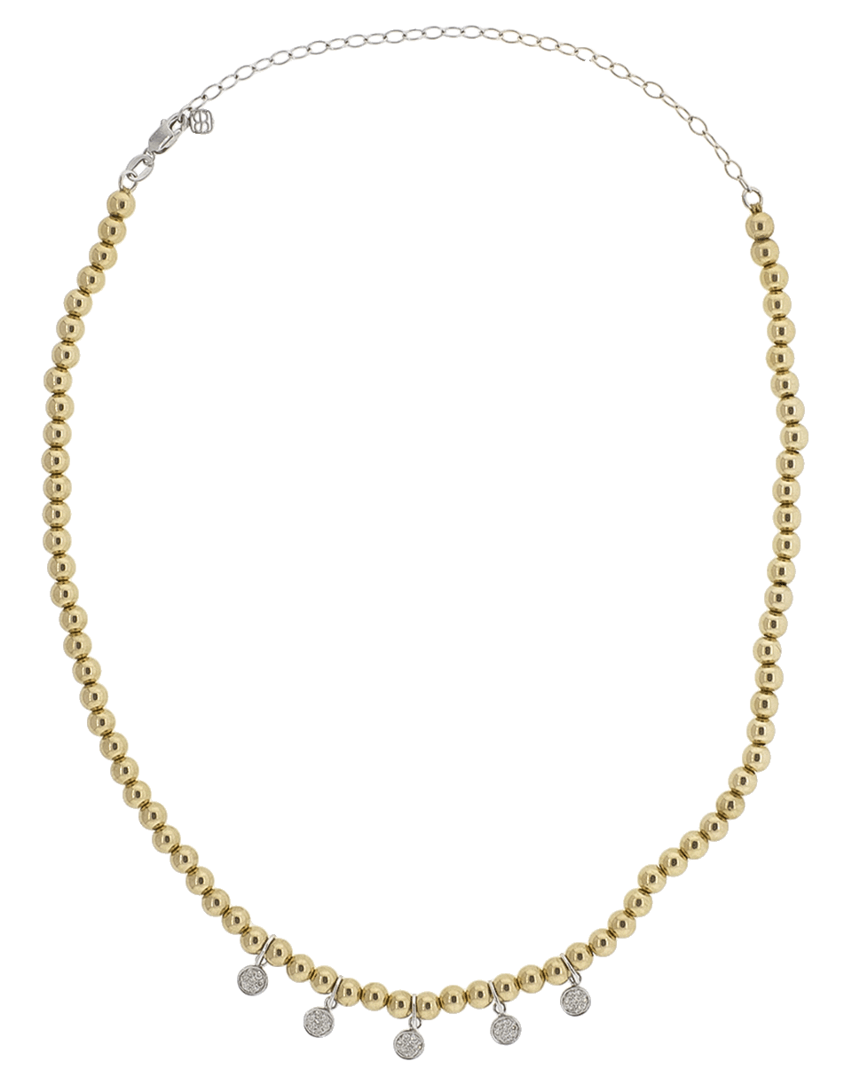 SYDNEY EVAN-Baby Pave Diamond Discs Choker Necklace-YELLOW GOLD
