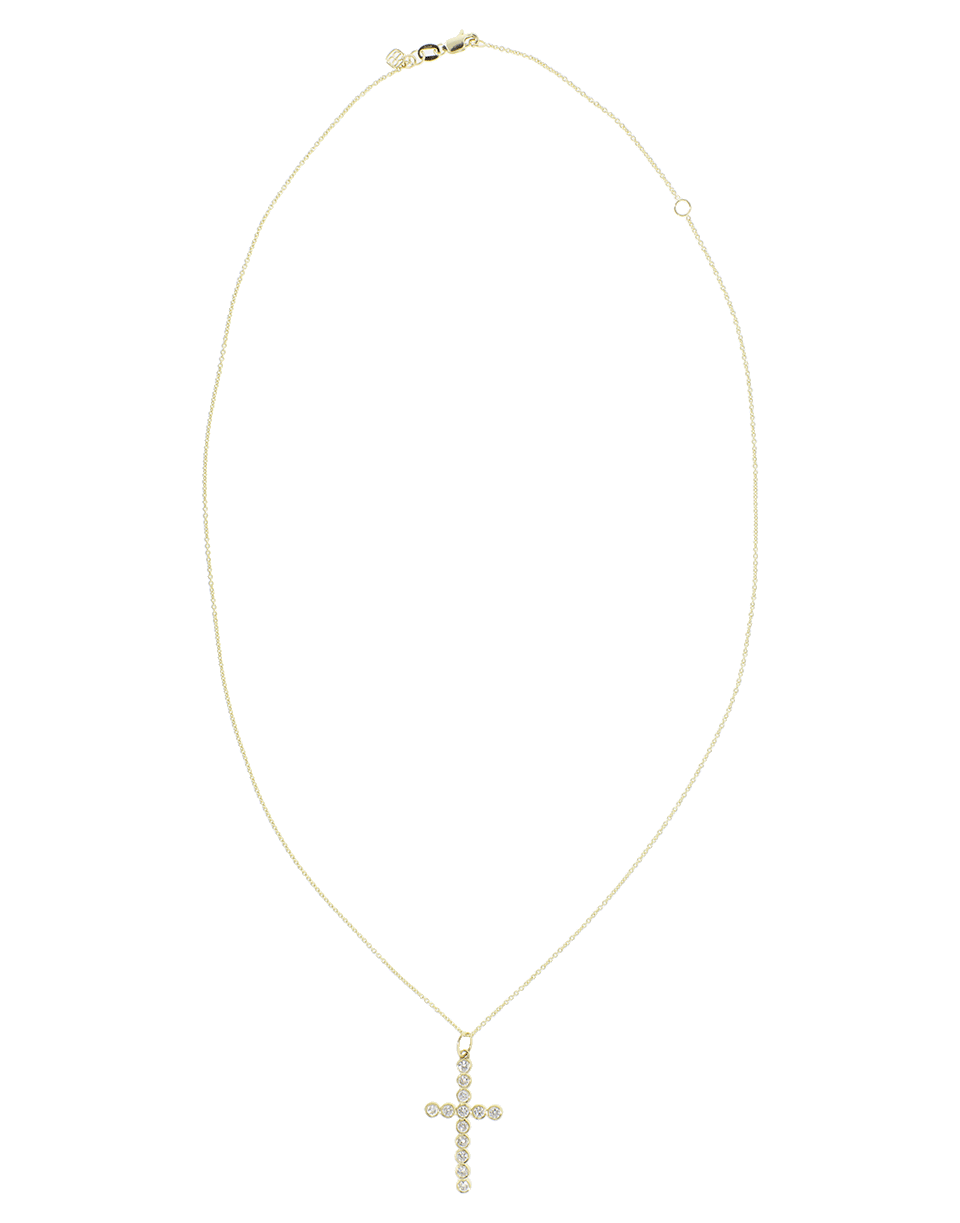 SYDNEY EVAN-Medium Bezel Cross Necklace-YELLOW GOLD