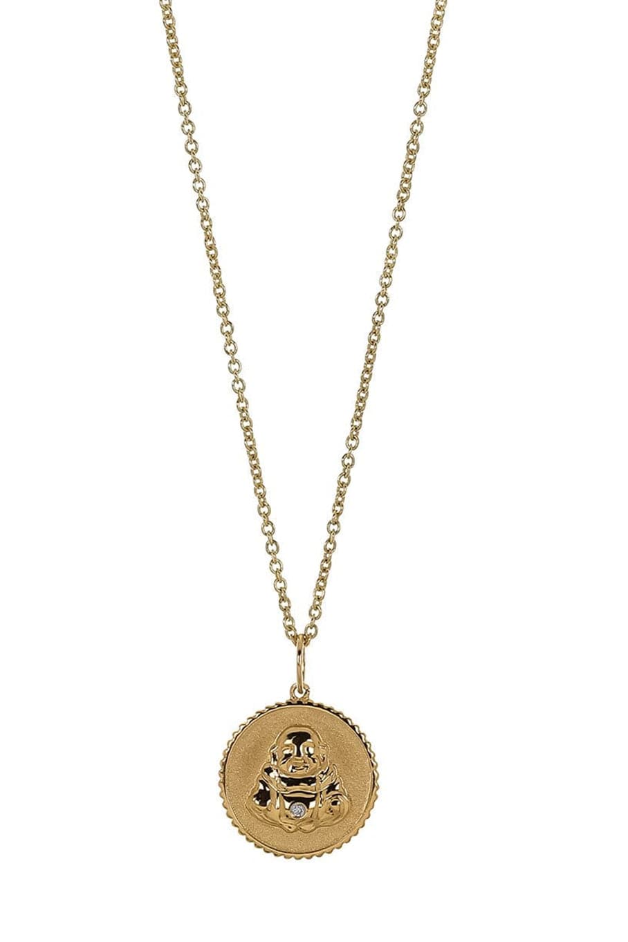 SYDNEY EVAN-Small Gold Sitting Buddha Coin Necklace-YELLOW GOLD