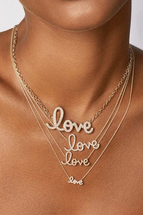 SYDNEY EVAN-Small Love Script Necklace-YELLOW GOLD
