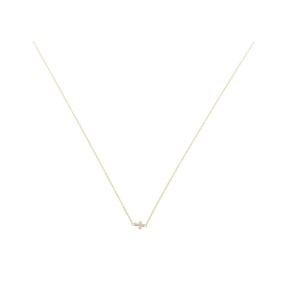 SYDNEY EVAN-Tiny Diamond Cross Necklace-YELLOW GOLD