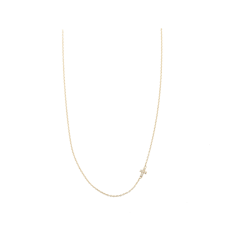 SYDNEY EVAN-Tiny Diamond Cross Necklace-YELLOW GOLD