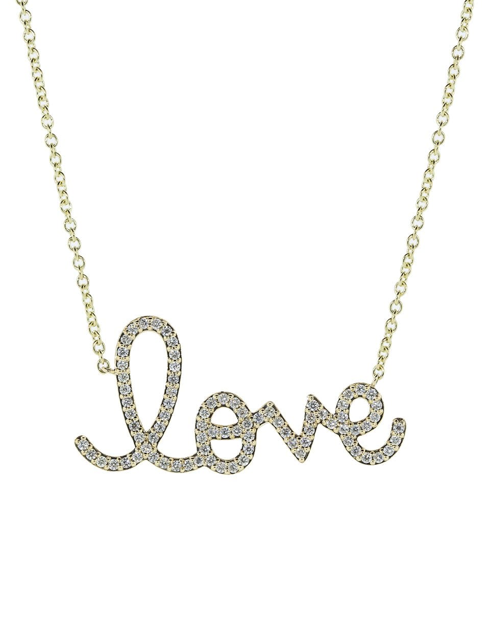 SYDNEY EVAN-XL Diamond Love Script Necklace-YELLOW GOLD