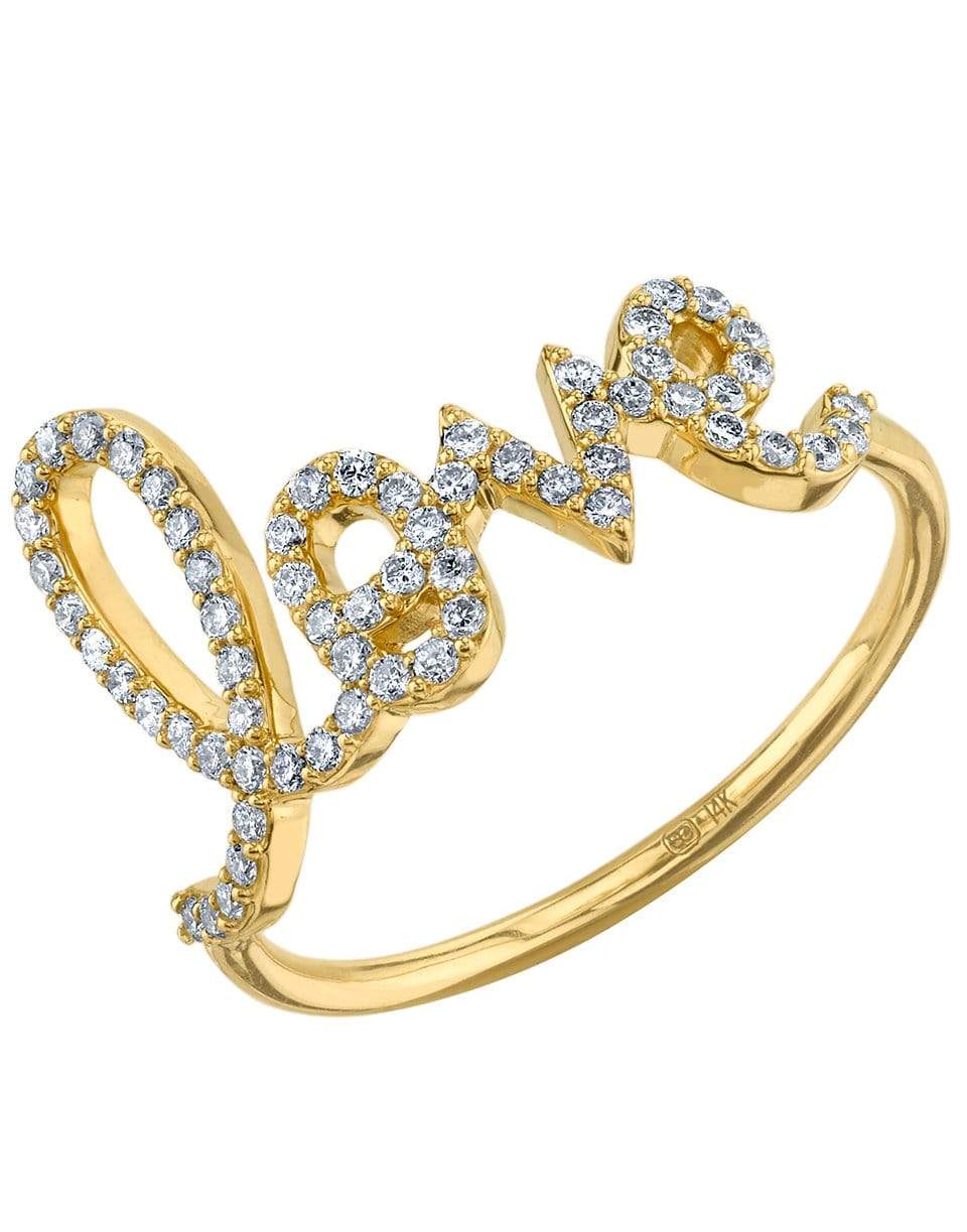 SYDNEY EVAN-Large Diamond Pave Long Script Ring-YELLOW GOLD