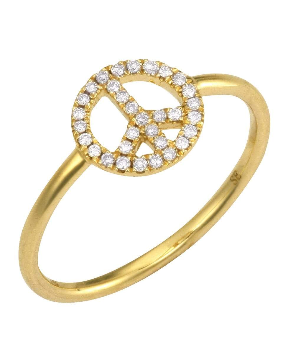 SYDNEY EVAN-Pave Diamond Peace Sign Ring-YELLOW GOLD