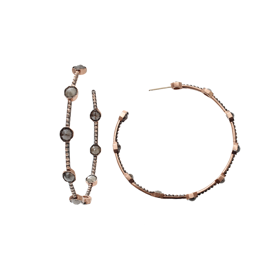 SYLVA & CIE-Rough Diamond Caviar Hoop Earrings-ROSE GOLD