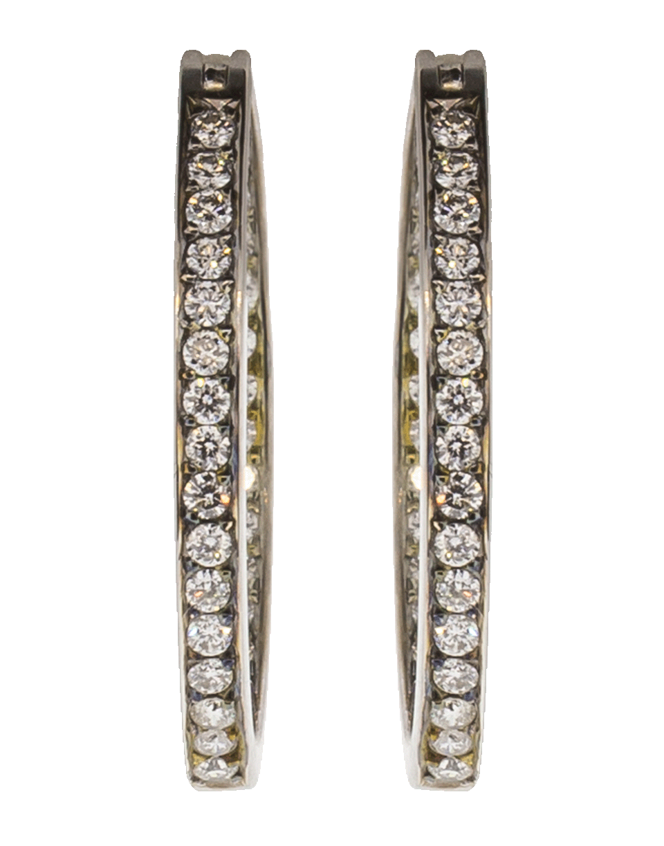 SYLVA & CIE-Diamond Oval Hoop Earrings-WHITE GOLD