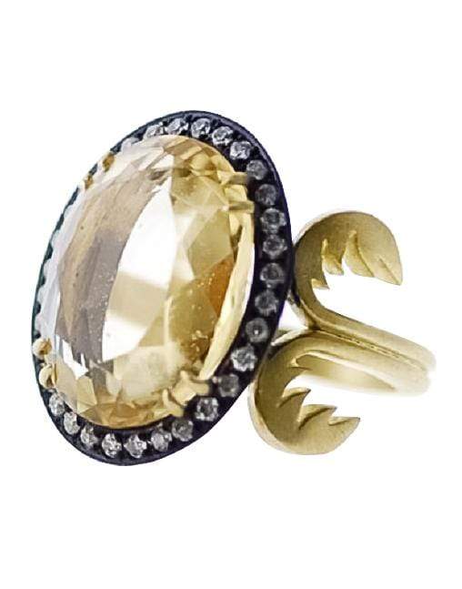 SYLVA & CIE-Byblos Oval Citrine and Diamond Ring-YELLOW GOLD